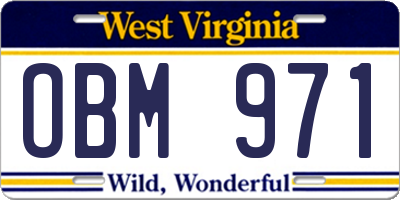 WV license plate OBM971