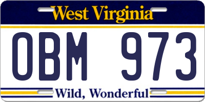 WV license plate OBM973