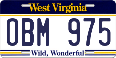 WV license plate OBM975