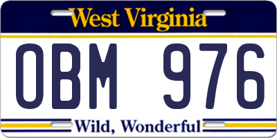 WV license plate OBM976
