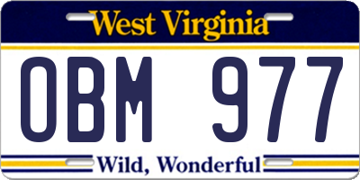 WV license plate OBM977