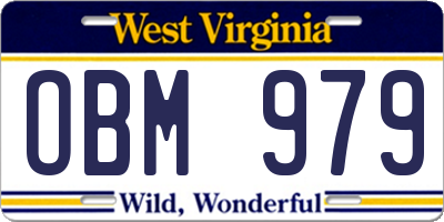 WV license plate OBM979