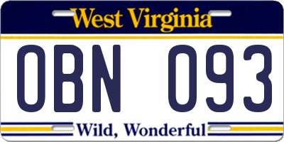 WV license plate OBN093