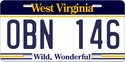 WV license plate OBN146