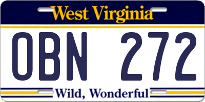 WV license plate OBN272