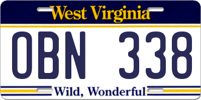 WV license plate OBN338