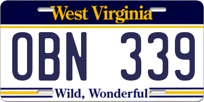 WV license plate OBN339
