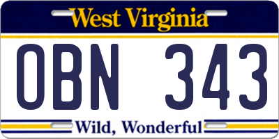 WV license plate OBN343