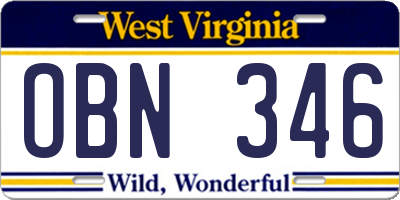 WV license plate OBN346