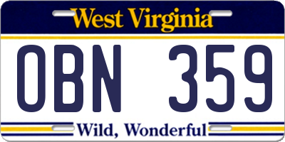 WV license plate OBN359