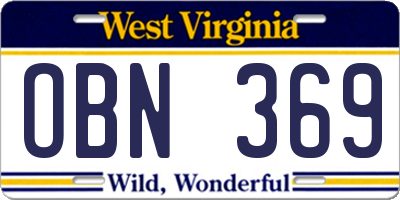 WV license plate OBN369