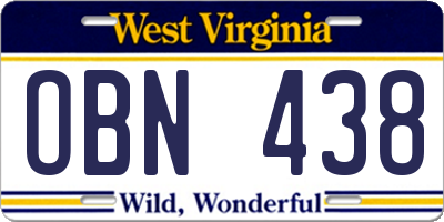 WV license plate OBN438