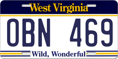 WV license plate OBN469