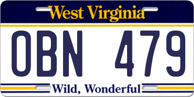 WV license plate OBN479
