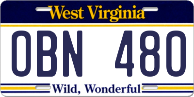WV license plate OBN480