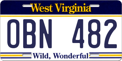 WV license plate OBN482