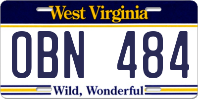 WV license plate OBN484
