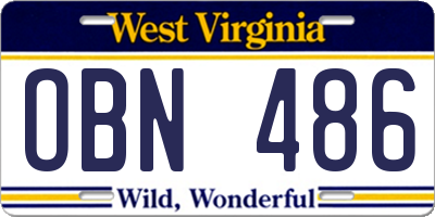WV license plate OBN486