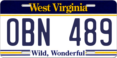 WV license plate OBN489