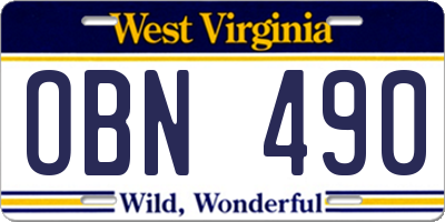 WV license plate OBN490