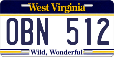 WV license plate OBN512