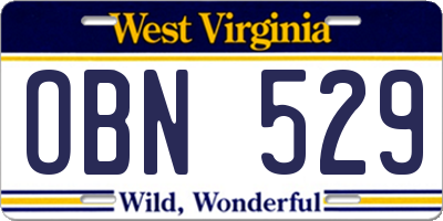 WV license plate OBN529