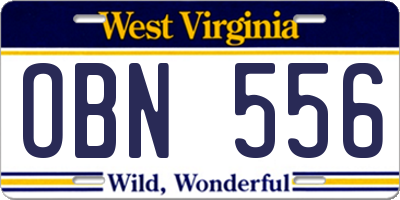 WV license plate OBN556
