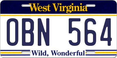 WV license plate OBN564