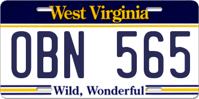 WV license plate OBN565