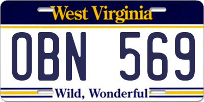 WV license plate OBN569