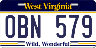 WV license plate OBN579