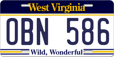 WV license plate OBN586