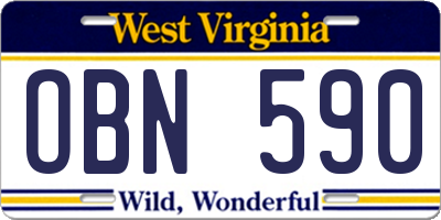 WV license plate OBN590