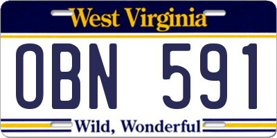 WV license plate OBN591