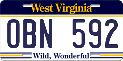 WV license plate OBN592