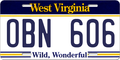 WV license plate OBN606
