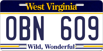 WV license plate OBN609