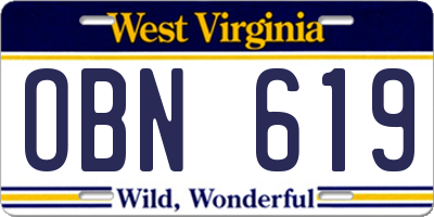 WV license plate OBN619