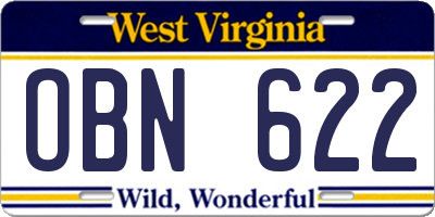 WV license plate OBN622