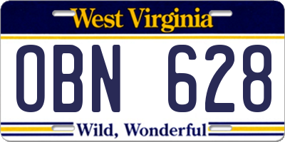 WV license plate OBN628