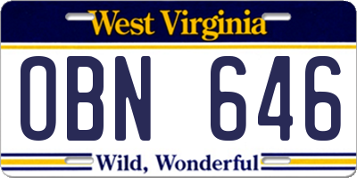 WV license plate OBN646