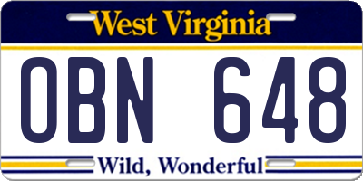 WV license plate OBN648