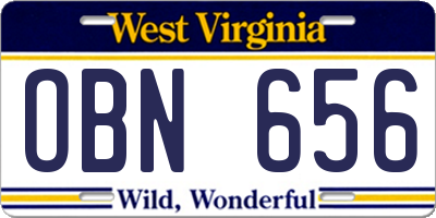 WV license plate OBN656