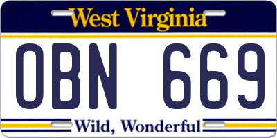WV license plate OBN669