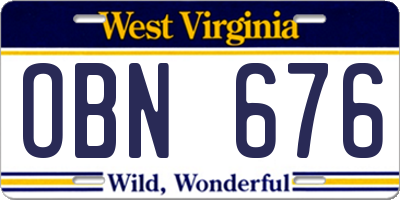 WV license plate OBN676