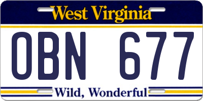 WV license plate OBN677