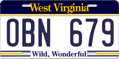WV license plate OBN679