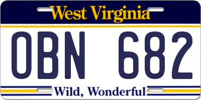 WV license plate OBN682