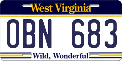WV license plate OBN683