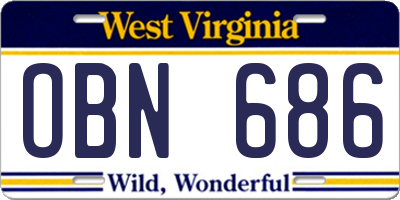 WV license plate OBN686